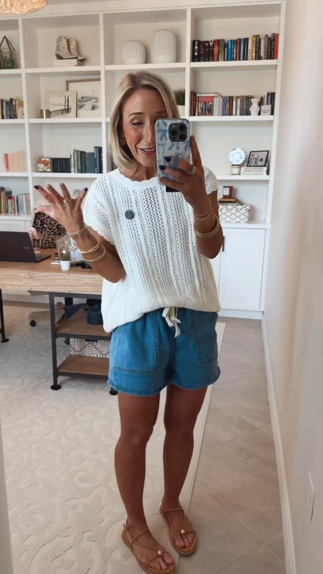 Loving these sandals - they are comfortable and cute! 
• shorts - PART OF A SET! Size small. 
• sweater - size small.

#LTKSeasonal #LTKOver40 #LTKTravel