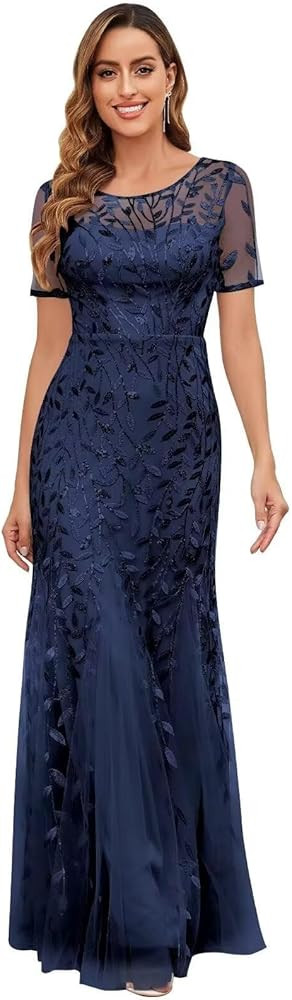 Sequin Mother of The Bride Dresses for Women Long Mermaid Tulle Formal Wedding Guest Dresses with... | Amazon (US)