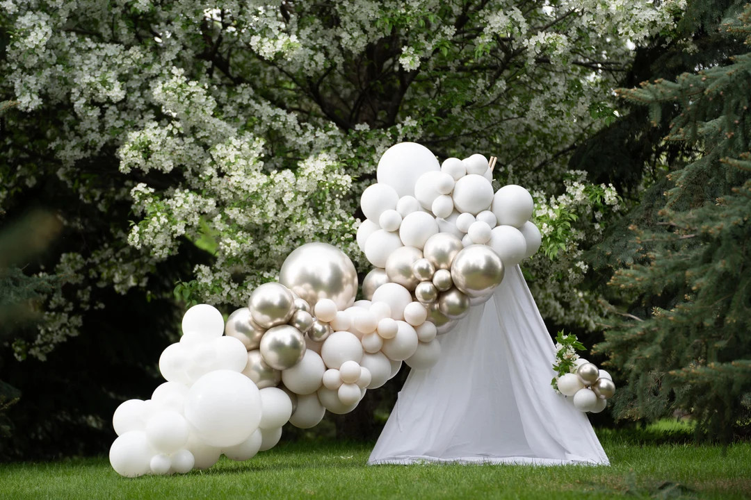 White Gardenia DIY Matte Balloon Garland Kit | Double Stuff Balloons, Gender Neutral, Christening... | Etsy (US)