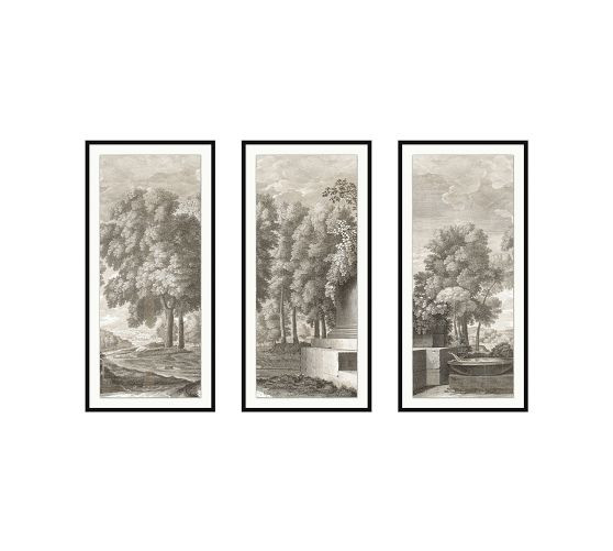 Etched Garden Triptych Framed Print | Pottery Barn (US)