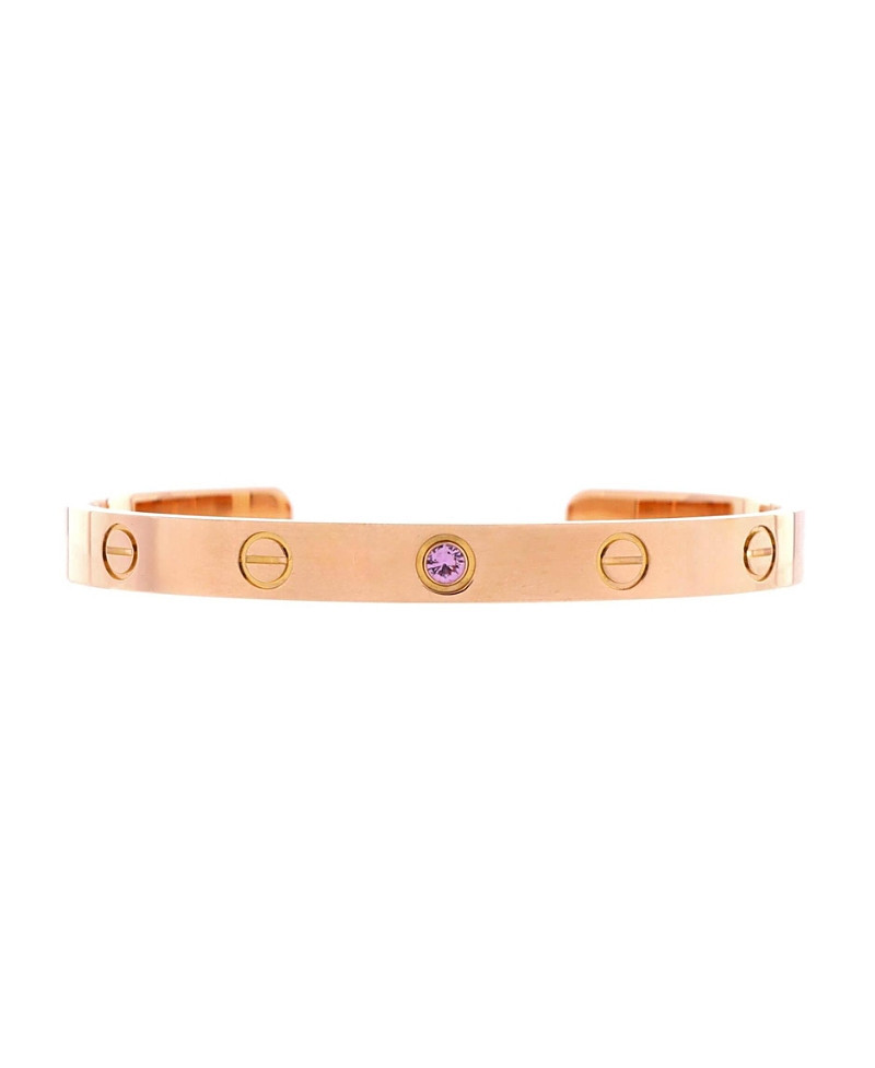 Pre-Owned Cartier Love Cuff Bracelet 18K Rose Gold with Pink Sapphire | Bloomingdale's (US)