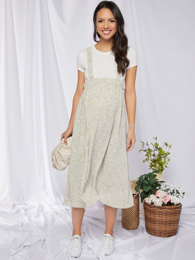 Maternity Ditsy Floral Suspender Skirt | SHEIN