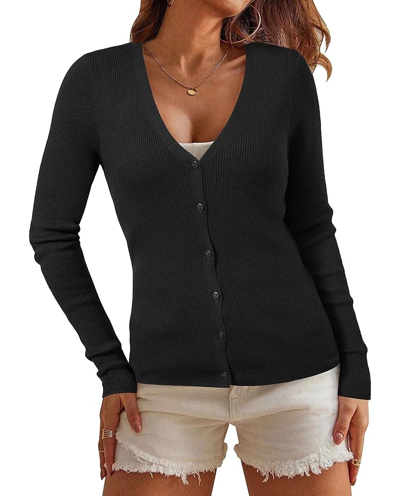 Arach&Cloz Womens Wool Blended Ribbed Cardigan Lightweight Long Sleeve Sweater 2025 Spring Fashio... | Amazon (US)