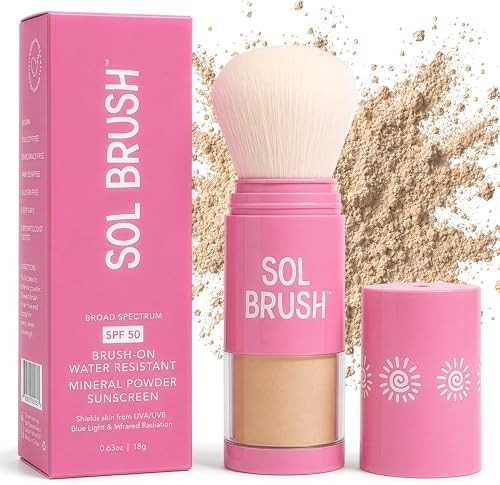 SPF 50 Mineral Sunscreen Powder, Broad Spectrum UVA/UVB Protection Sunscreen, Mess Free Brush On ... | Amazon (US)