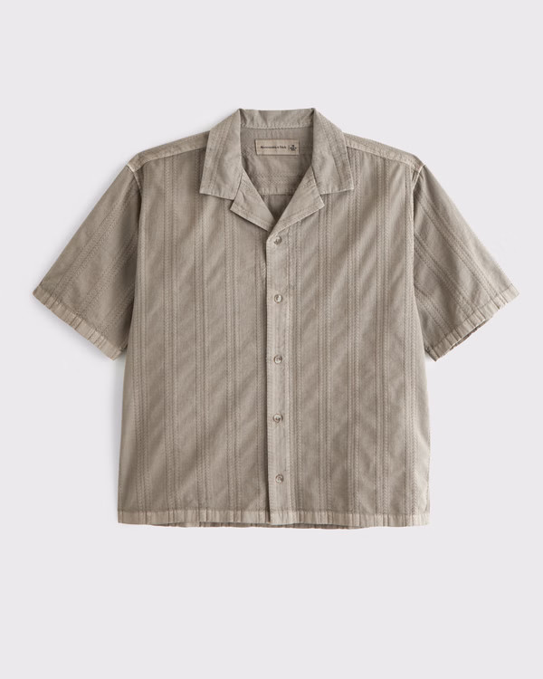 Men's Camp Collar Braided Button-Up Shirt | Men's Tops | Abercrombie.com | Abercrombie & Fitch (US)