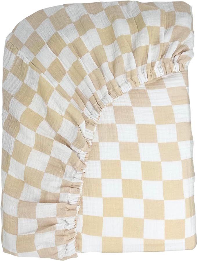 Bolton Baby Co. Checkered Muslin Fitted Crib Sheet | 100% Extra-Soft Breathable Cotton | for Girl... | Amazon (US)