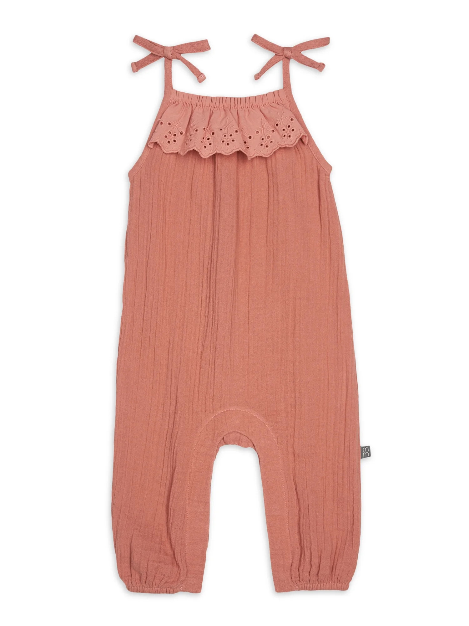 Modern Moments By Gerber Baby Girl Cotton Romper with Shoulder Straps, Sizes 0/3 Months-24 Months | Walmart (US)