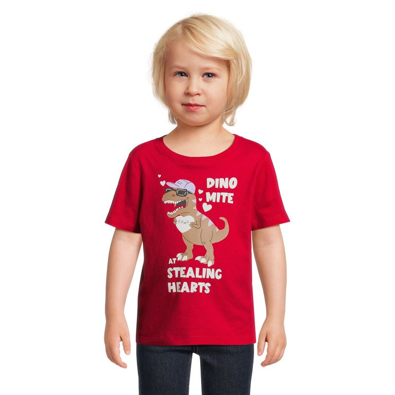 Wonder Nation Valentine's Day Toddler Short Sleeve Graphic Tee, Sizes 12M-5T | Walmart (US)