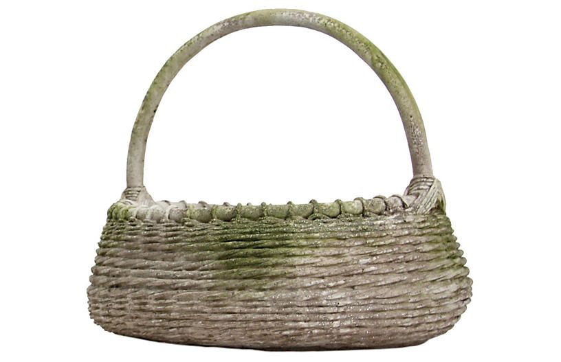 23" Country Basket, White Moss | One Kings Lane