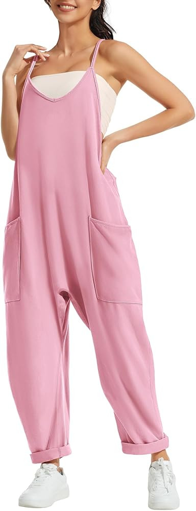 ATHMILE Jumpsuits for Women Casual Summer Rompers Sleeveless Loose Spaghetti Strap Baggy Overalls... | Amazon (US)