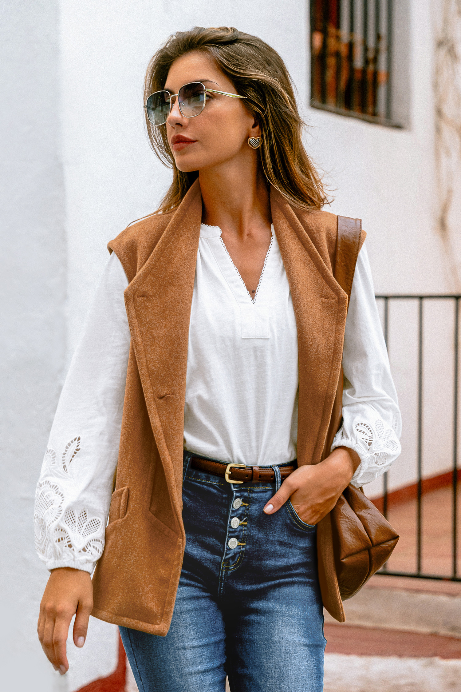 Maple Glow Brown Vest | Cupshe US
