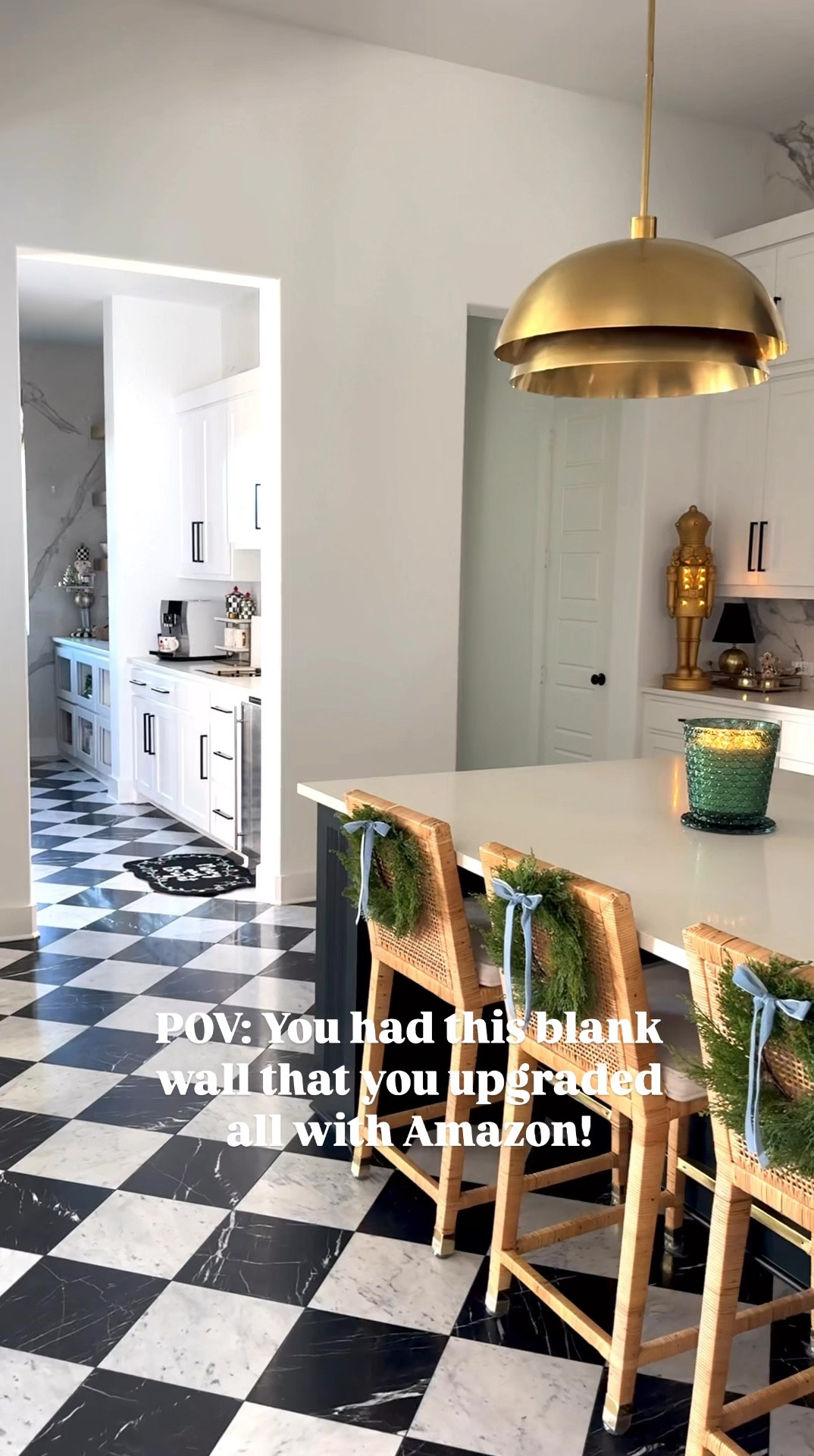 I had this blank wall in my kitchen that I wanted to upgrade! I grabbed the cutest gold fluted cabinet from Amazon for only $250! It was the easiest cabinet I’ve ever put together! I also grabbed this super affordable 6 foot mirror that is only $125!

I hung the mirror flush to the two openings on the side ! It looks super expensive and sleek! I wanted to get a half moon cabinet because this is a high traffic area and without the corners it takes a lot less space

Stay tuned for tomorrow as I’m going to show you how I did some creative cord work to clean it all up!

#LTKStyleTip #LTKHome #LTKVideo