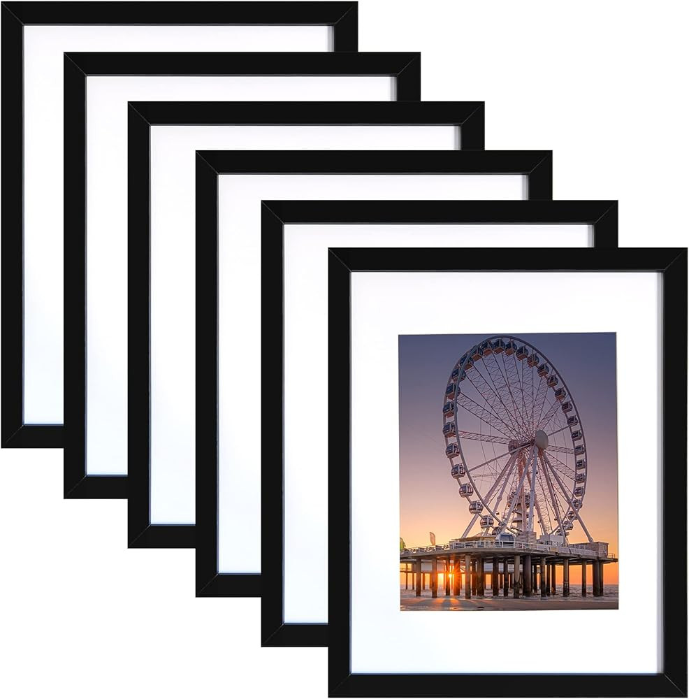 BESCRCL 11x14 Picture Frame Black Set of 6, Display Pictures 8x10 with Mat or 11x14 without Mat, ... | Amazon (US)