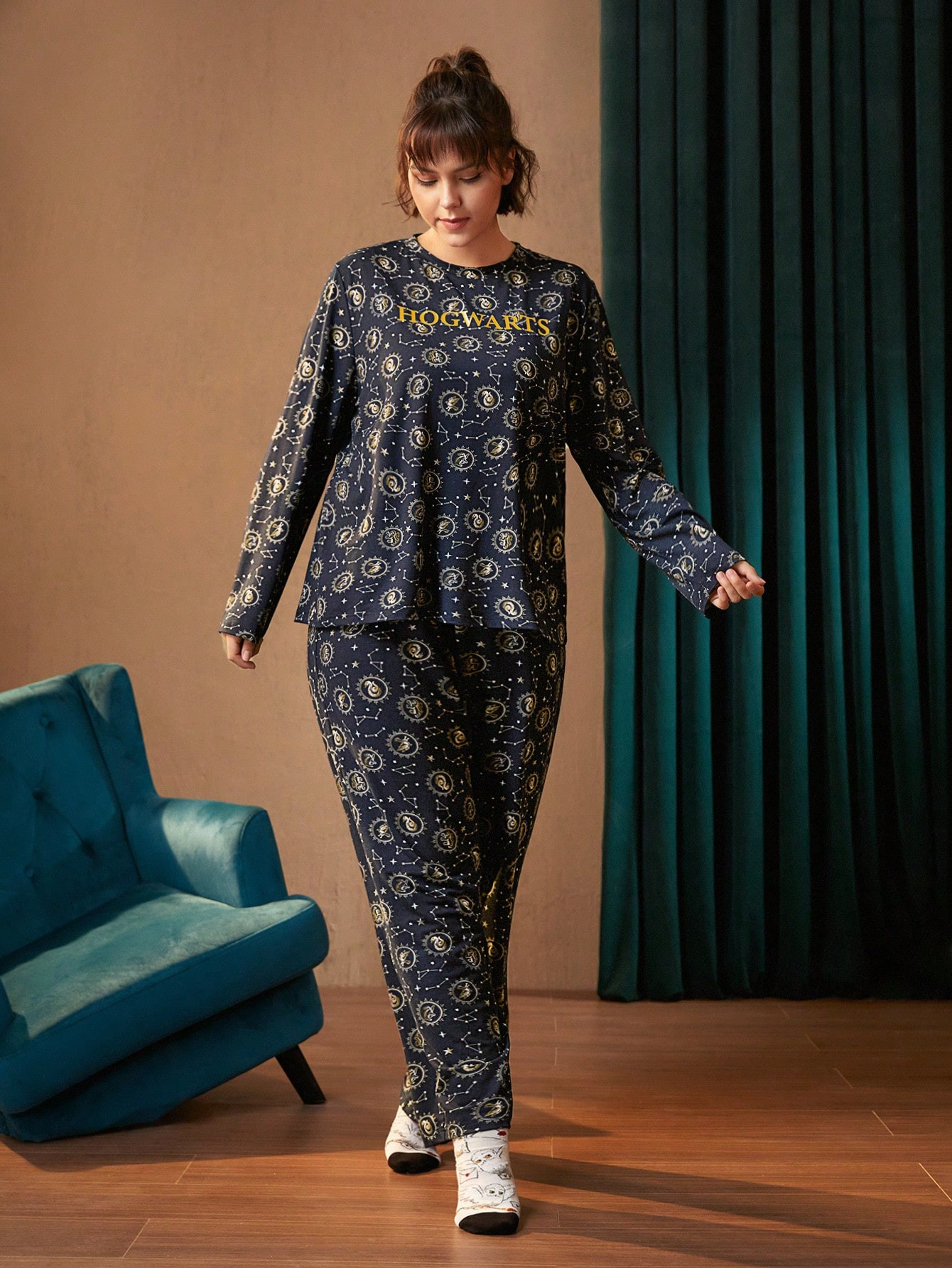 HARRY POTTER X SHEIN Plus Allover Print PJ Set | SHEIN