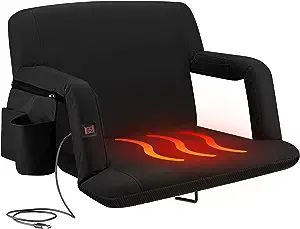 Alpcour Heated Folding Stadium Seat – Deluxe Reclining Bleacher Chair with Back & Arm Support ... | Amazon (US)