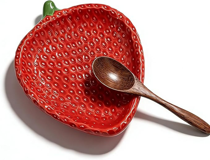 Strawberry-Shaped Ceramic Spoon Rest - 5.3"x6.6" Cute Kitchen Countertop & Stove Utensil Holder f... | Amazon (US)