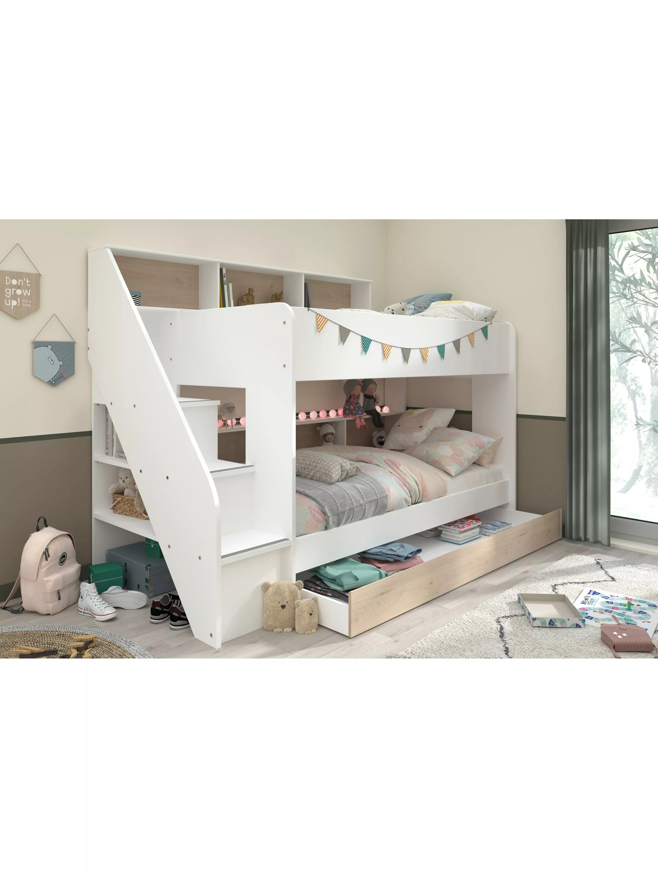 Kids Avenue Parisot Biblio Bunkbed, European Single, White/Oak | John Lewis (UK)
