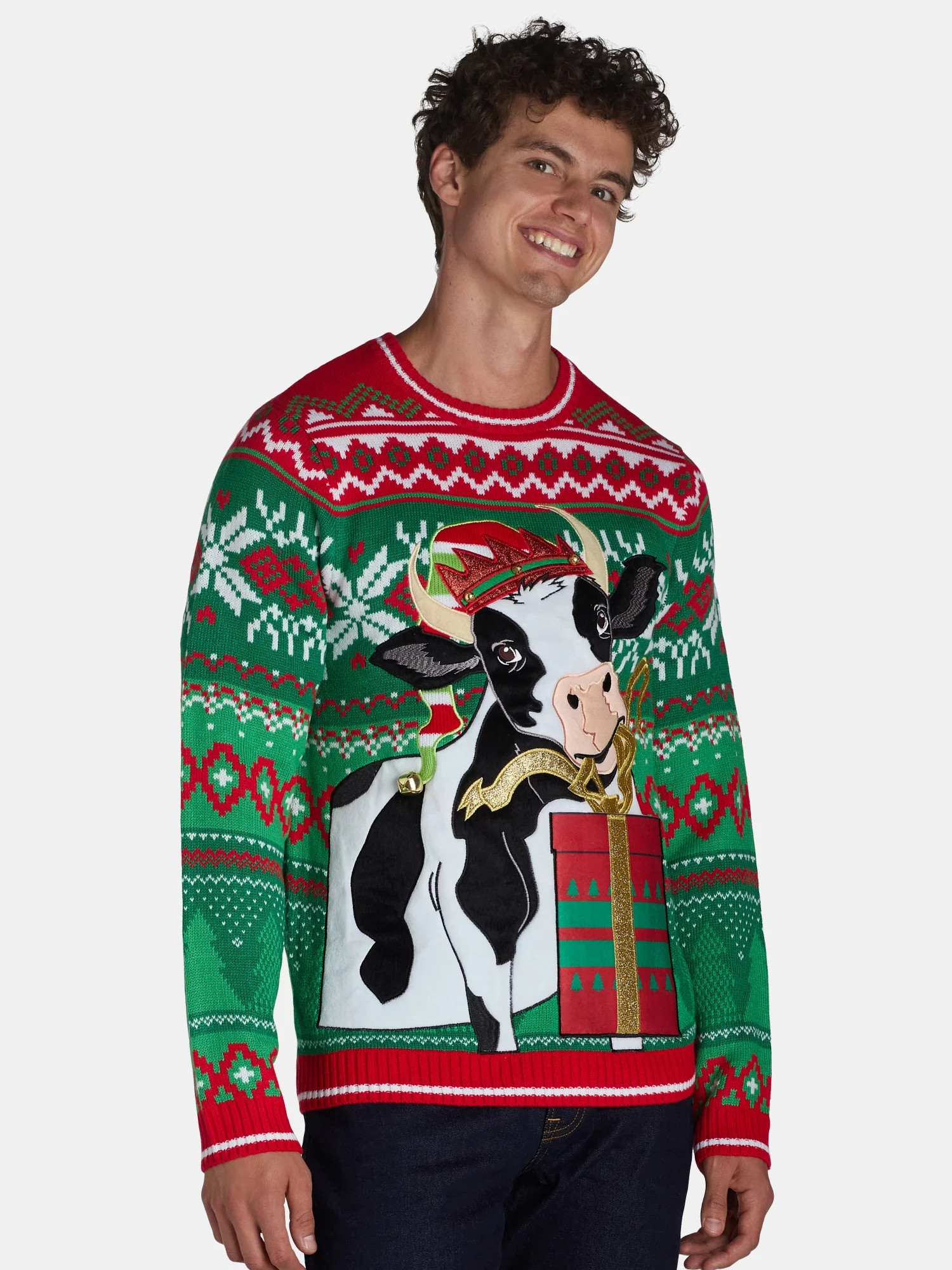 Holiday Time Men's & Big Men's Ugly Christmas Sweater with Drink Pocket, Sizes XS-3XL | Walmart (US)