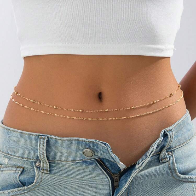 2pcs Women's Elegant Glitter Rhinestone Sexy Navel Chain Body Chain Jewelry Set, Gift For Casual/Holiday Wear, Friends | SHEIN