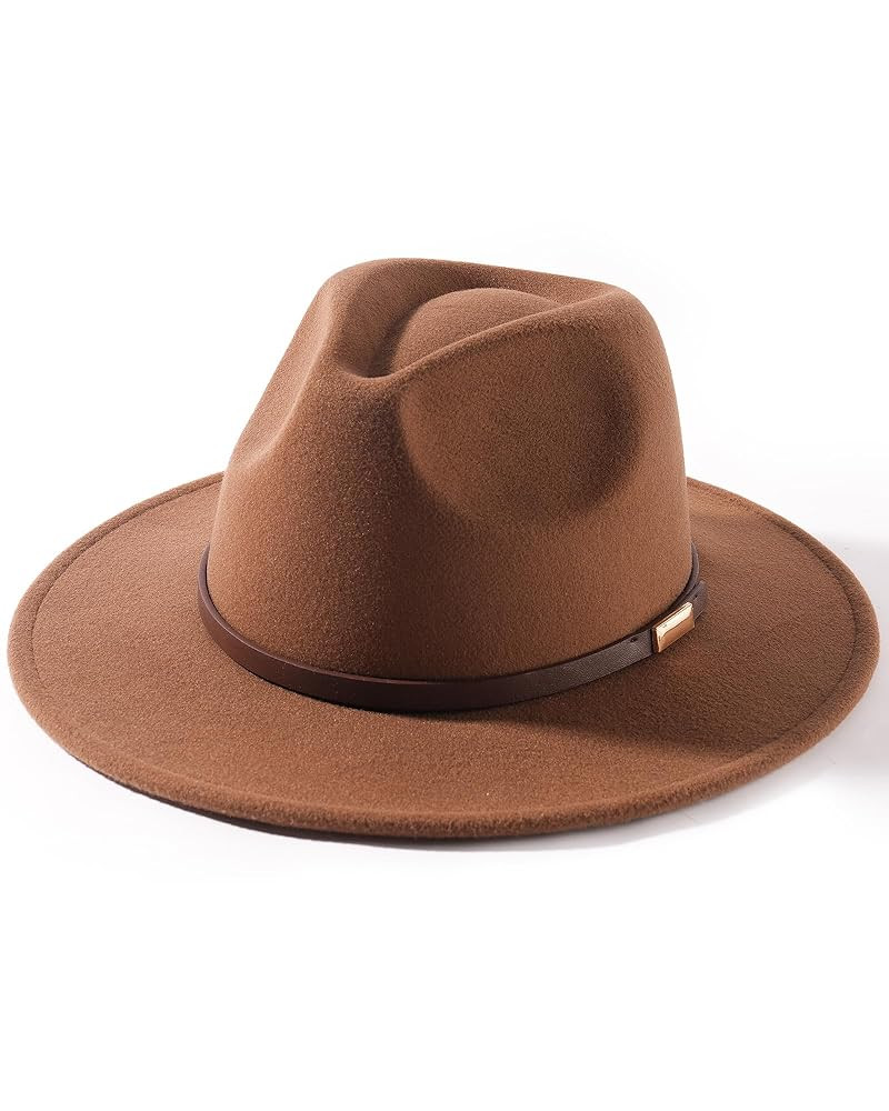 FURTALK Fedora Hats for Men Women Wide Brim Felt Panama Dress Hat with Belt Buckle Adjustable Siz... | Amazon (US)