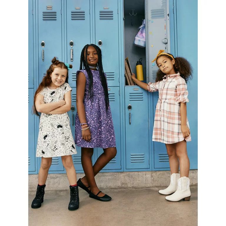 Wonder Nation Girls Yoke Mini Shirtdress, Sizes 4-18 & Plus - Walmart.com | Walmart (US)