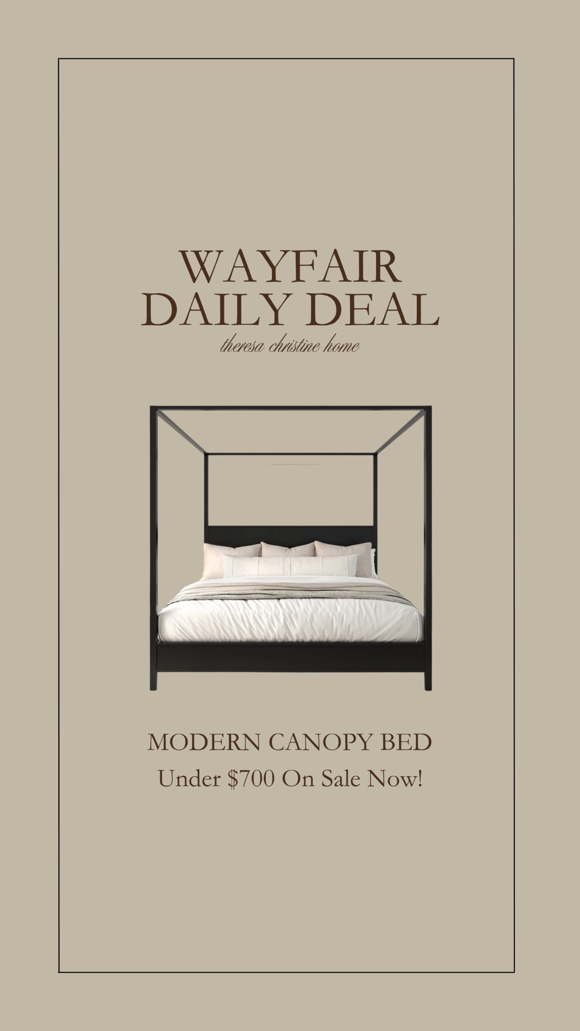 Wayfair daily deal! Loving this canopy bed that’s on sale now! 😍🖤

#LTKSaleAlert