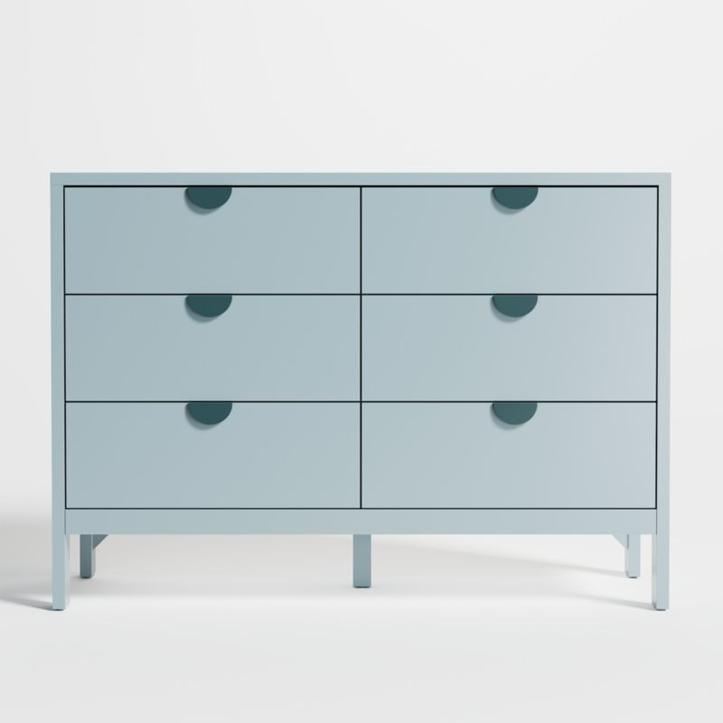 Opie Two-Tone Cloud Blue Wood 6-Drawer Wide Kids Dresser + Reviews | Crate & Kids | Crate & Barrel