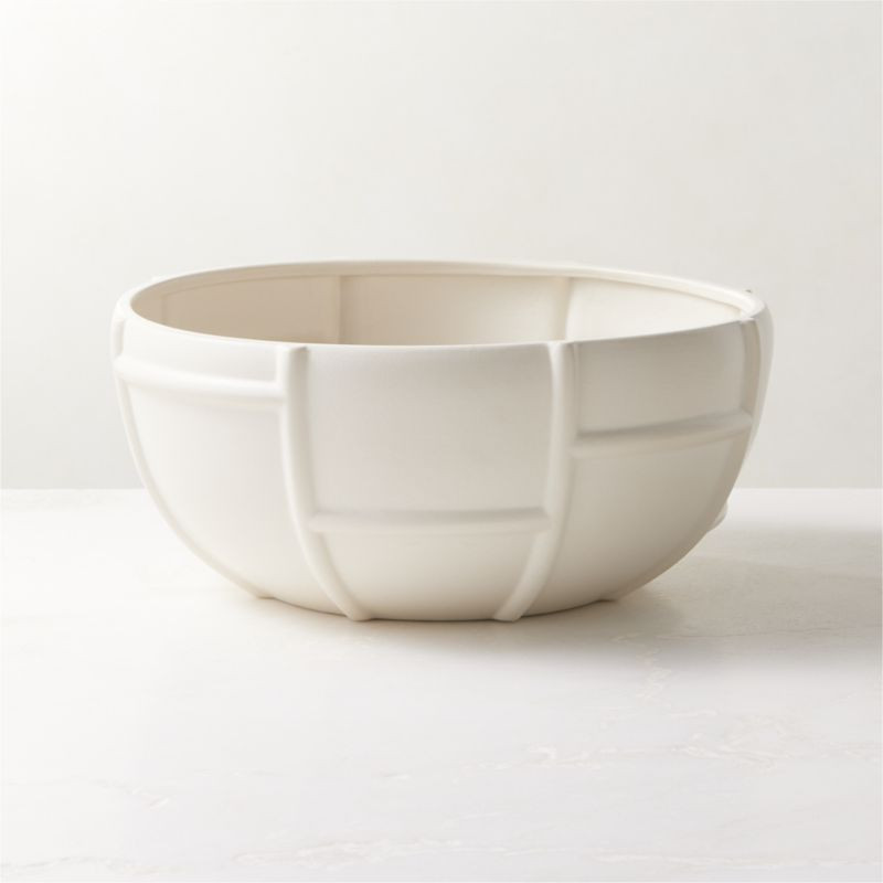 Grille White Decorative Bowl Large + Reviews | CB2 | CB2