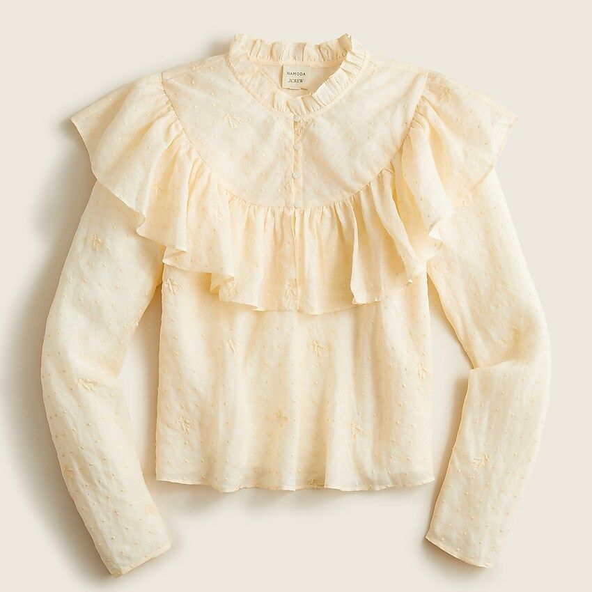 Cassi Namoda X J.Crew limited-edition high-neck ruffle top | J.Crew US