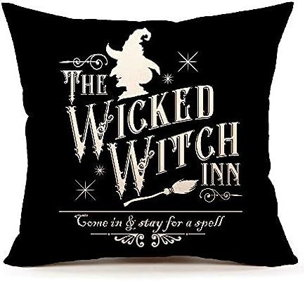 4TH Emotion Halloween Wicked Witch Inn Throw Pillow Cover Farmhouse Cushion Case for Sofa Couch 1... | Amazon (US)