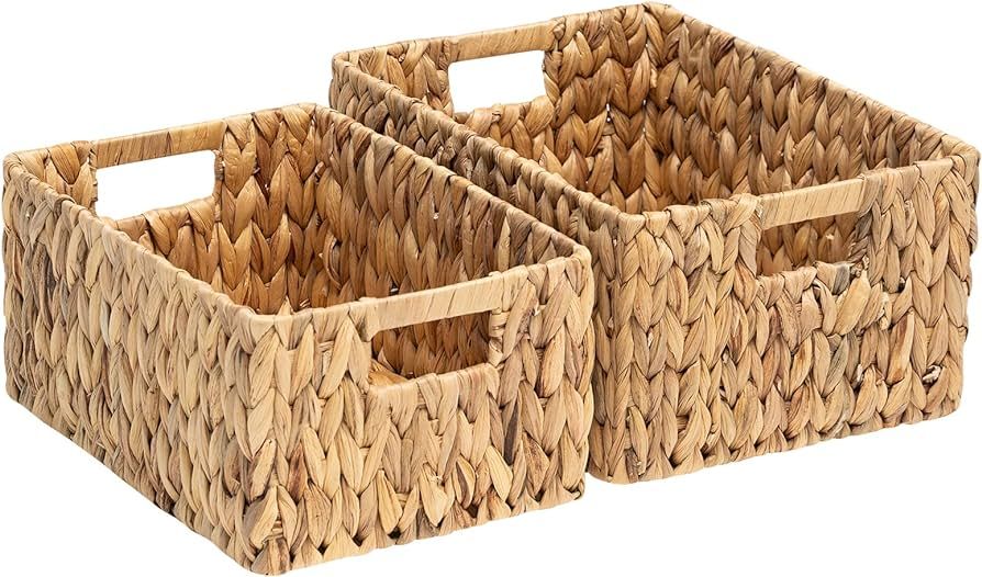 FairyHaus Wicker Baskets 15x11x7" & 13.4x9.5x6.5", 2 Pack Handmade Big Wicker Storage Basket with... | Amazon (US)