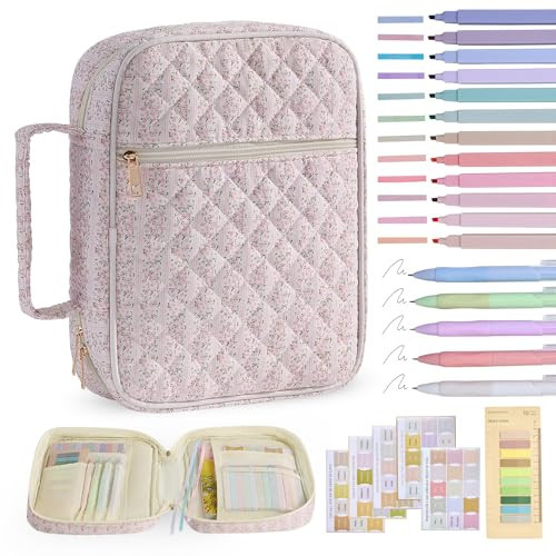 PPeen Bible Cover Case for Women Large Bible Cover Bag Quilted Bible Carrying Case for Girls Bible Study Supplies Accessories Christian Gifts for Women (Pink Floral, Large) | Amazon (US)
