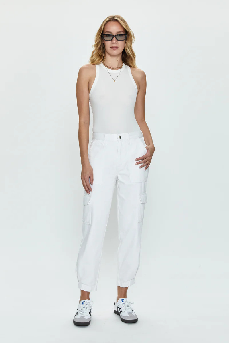 Josephine High Rise Tapered Cargo - White | Pistola Denim