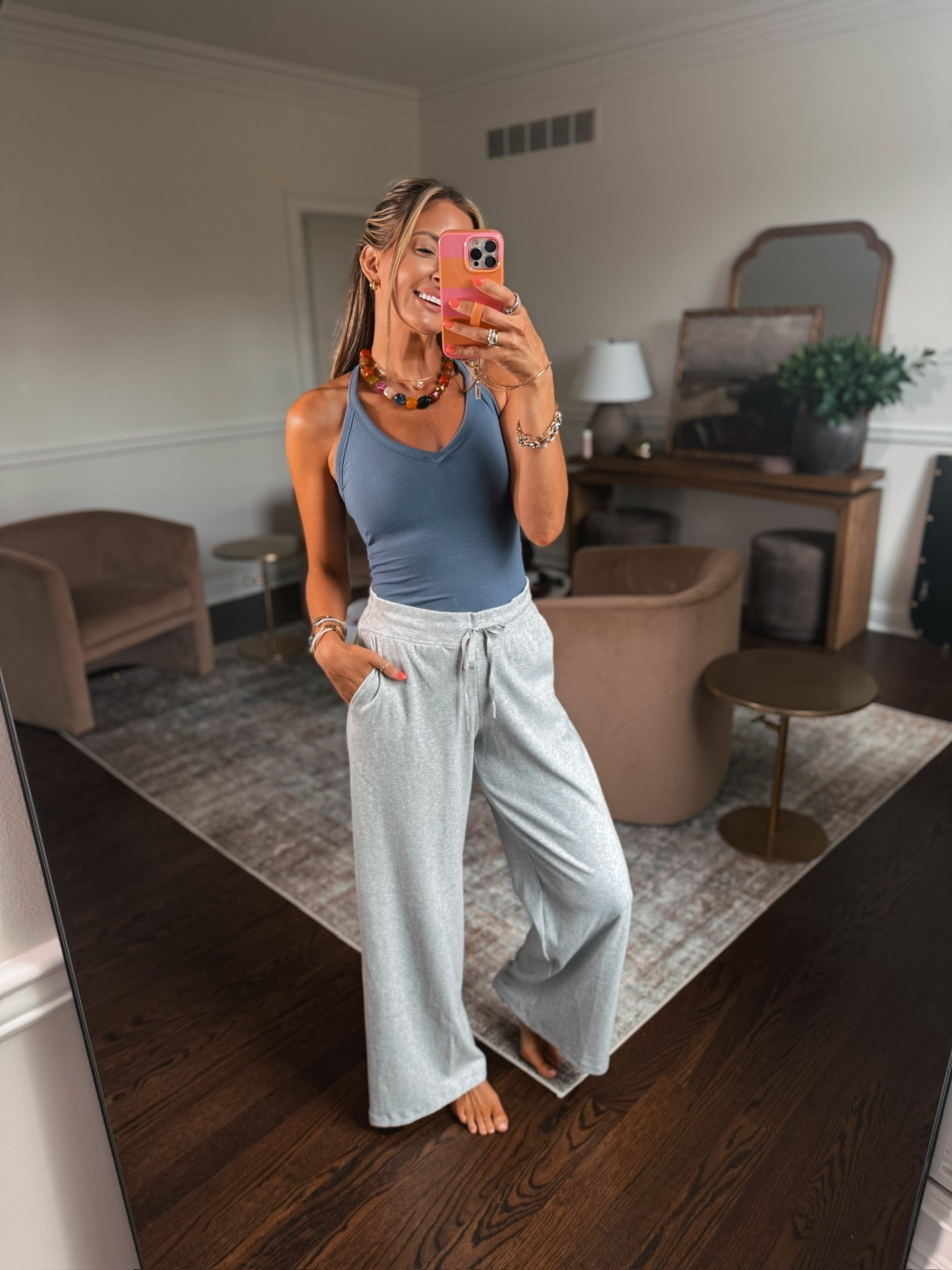 Comfy casual summer outfit! These drawstring ribbed pants are SO cozy and the tank has a built in bra with padding.

#LTKgrwm #LTKootd #LTKmomlife
