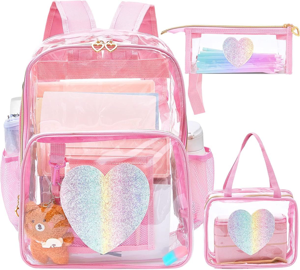 Eccliy Clear Backpack Stadium Approved Backpack 3 School Backpack for Girls Boys Christmas Clear ... | Amazon (US)
