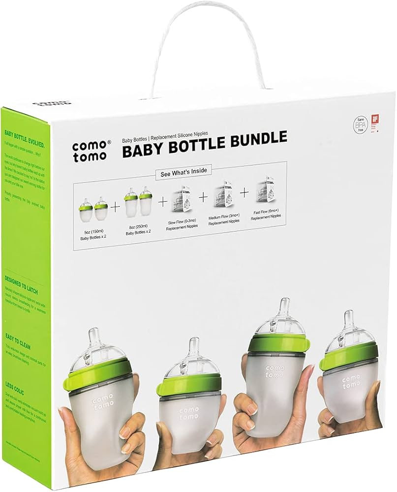 Comotomo Baby Bottle Bundle, Green, (7 Piece Set) | Amazon (US)