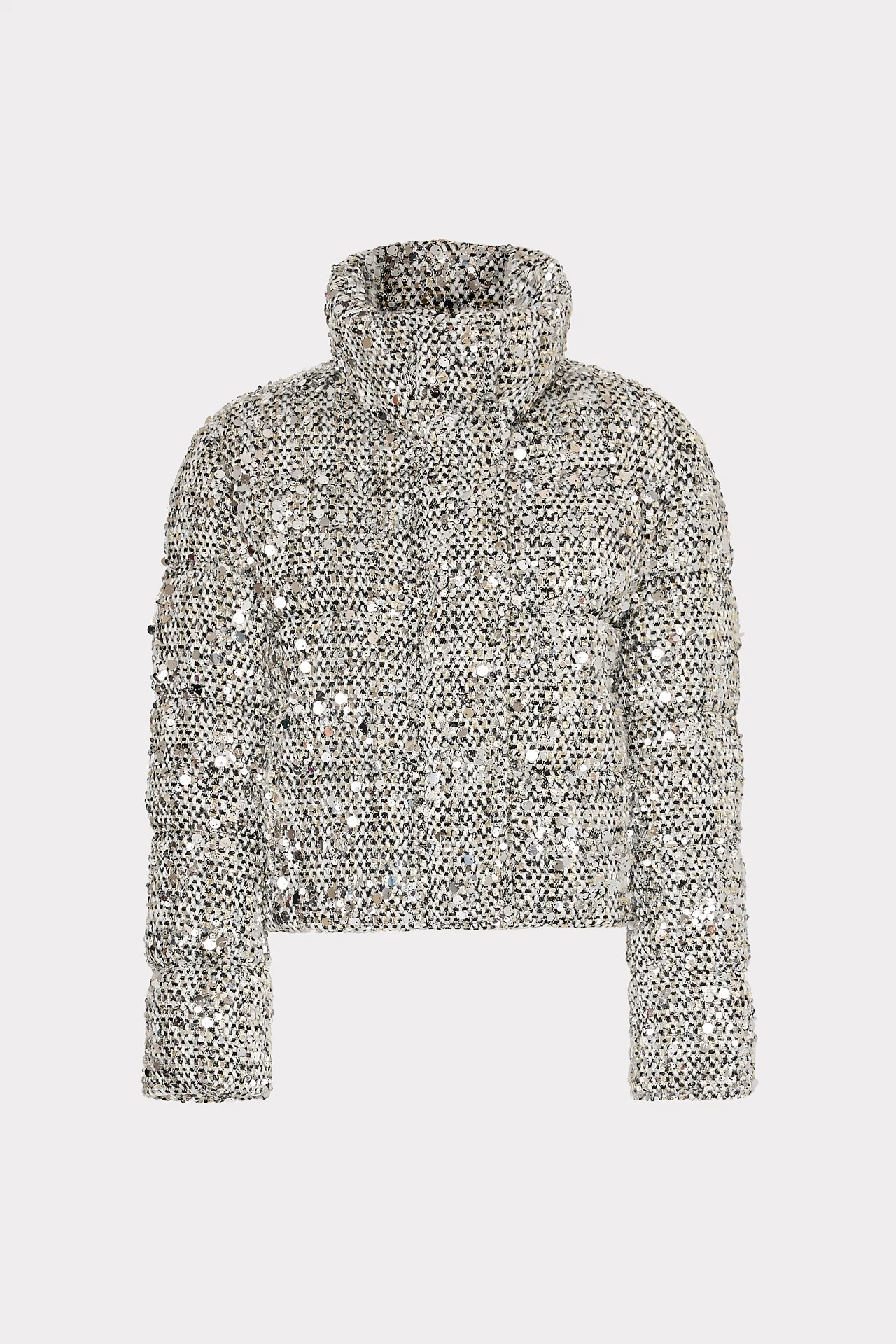 Hayes Sequin Tweed Puffer | MILLY