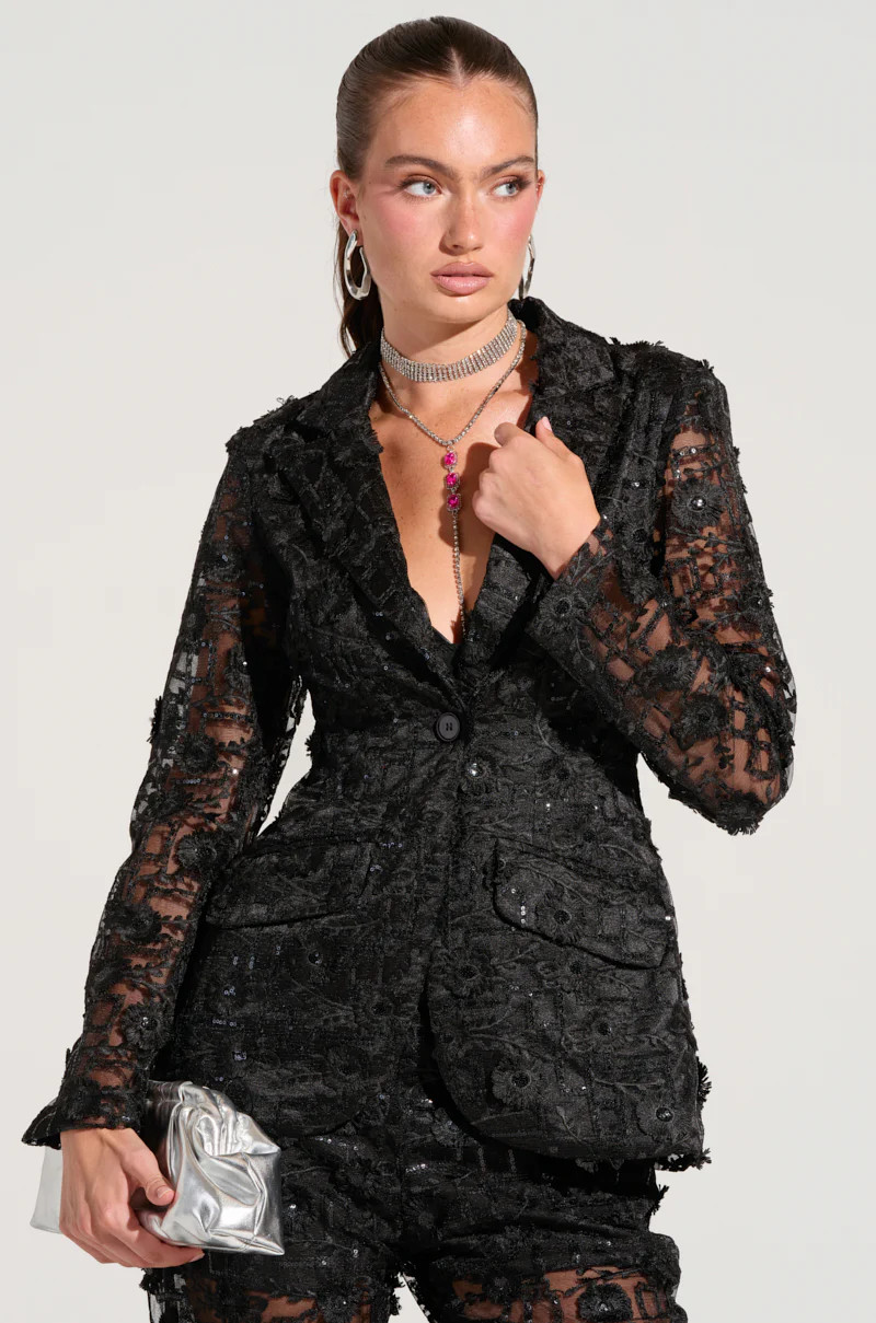 CELEBRATION TIME LACE BLAZER IN BLACK | AKIRA