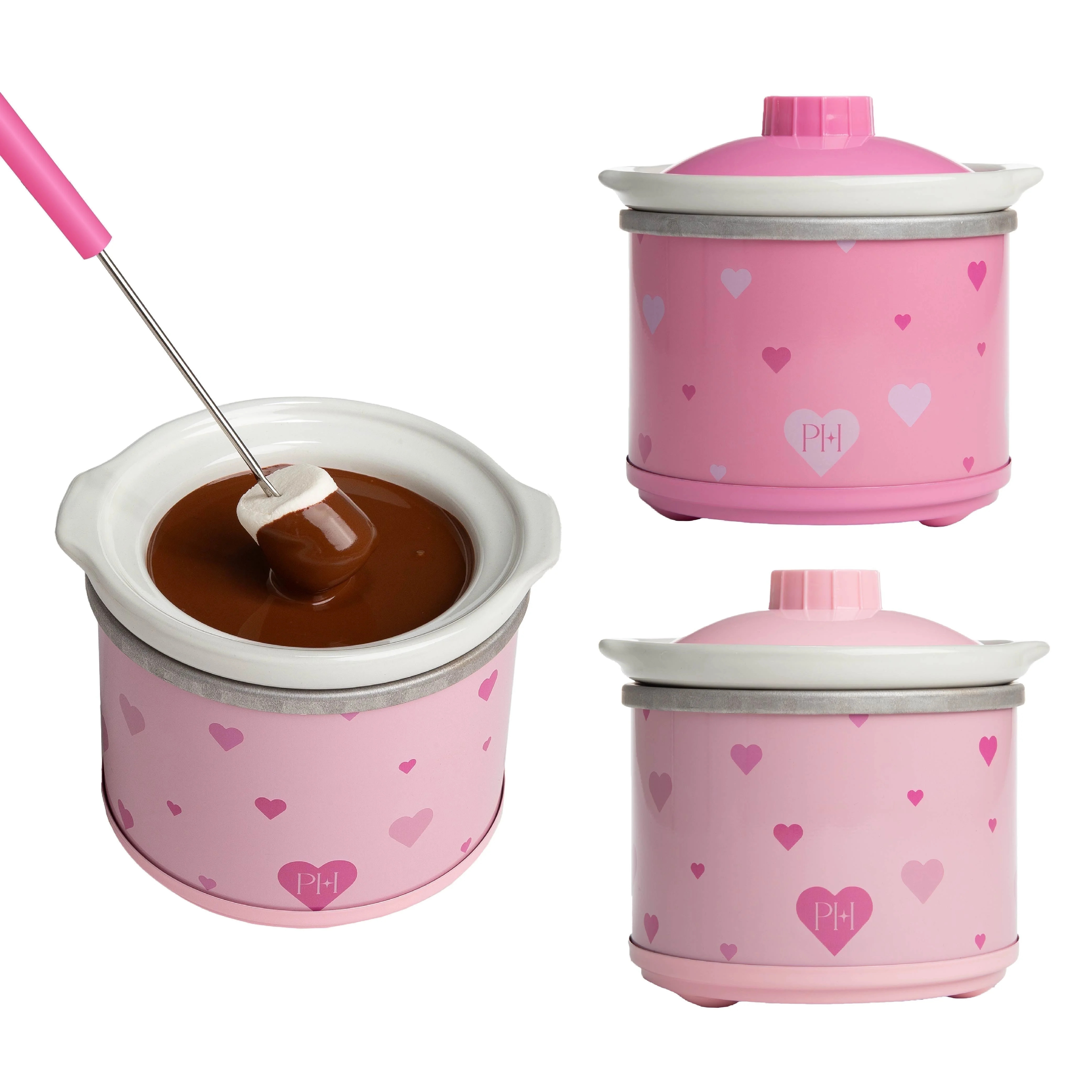 Paris Hilton 0.65 Qt Mini Dip and Food Warmers, Heart Design, Set of 2, Pink | Walmart (US)