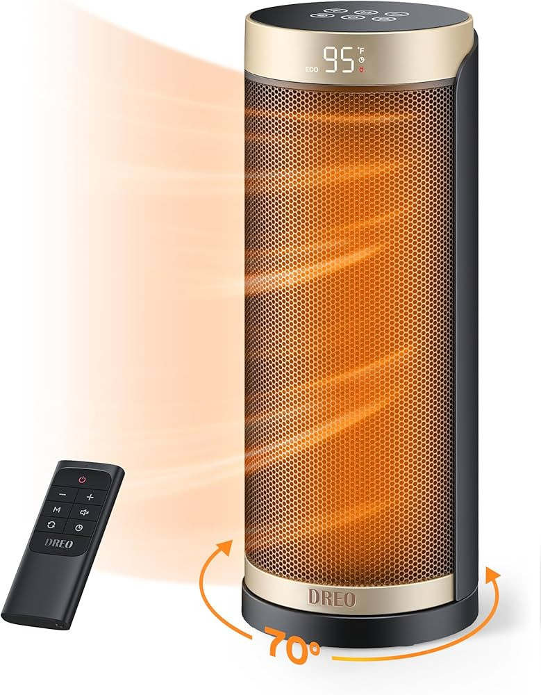Dreo Space Heater Indoor, 1500W PTC Electric Heaters with Thermostat, 70° Oscillation, 1-12H Tim... | Amazon (US)