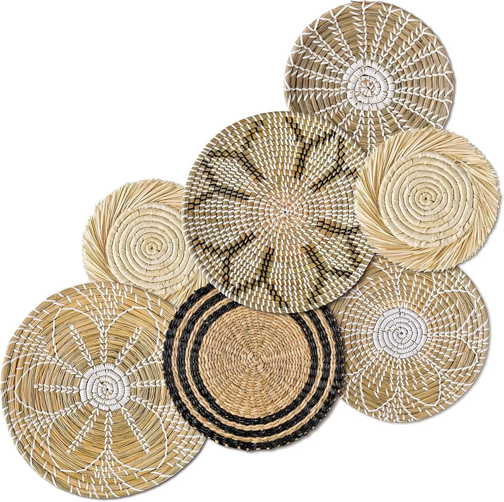 Hanging Woven 𝗪𝗮𝗹𝗹 𝗕𝗮𝘀𝗸𝗲𝘁 𝗗𝗲𝗰𝗼𝗿 Set of 7, Boho Wall ... | Amazon (CA)