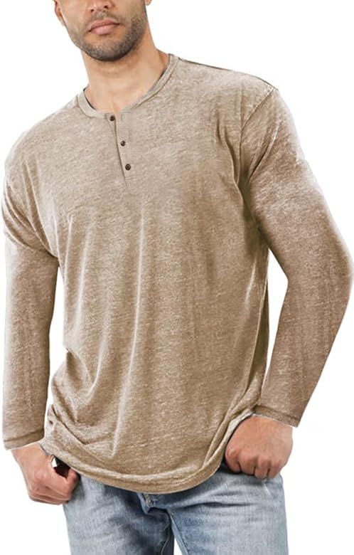Aoysky Men Long Sleeve T-Shirt Casual Soft Comfy Basic Shirts Pockets Tshirt Henley Shirts at Amazon | Amazon (US)