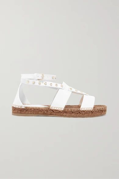 Jimmy Choo - Denise Studded Leather Espadrille Sandals - White | NET-A-PORTER (US)