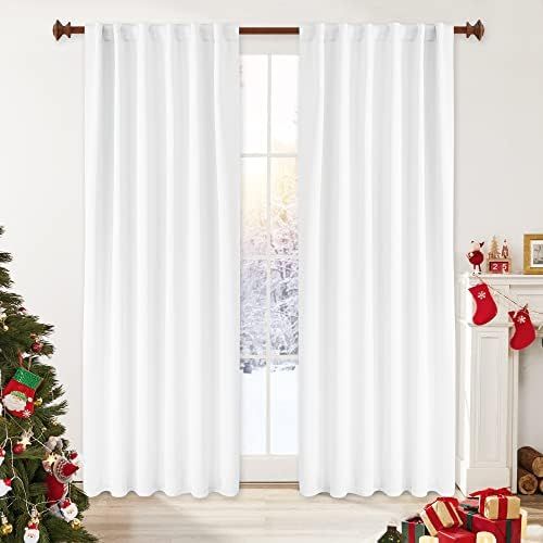 H.VERSAILTEX White Curtains Thermal Insulated Window Treatment Panels Room Darkening Privacy Assu... | Amazon (US)