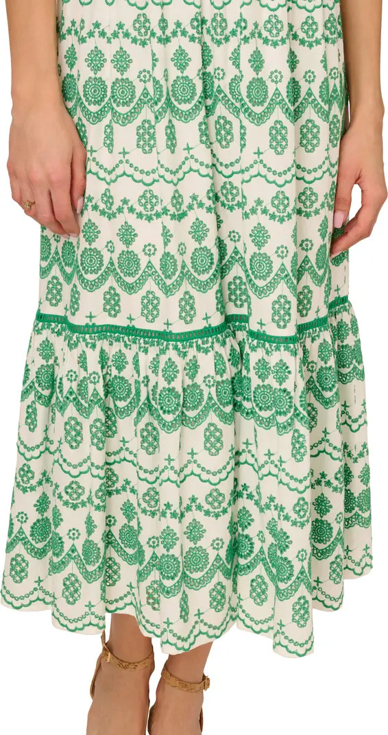 Adrianna Papell Embroidered Cotton Eyelet Midi Sundress | Nordstrom | Nordstrom