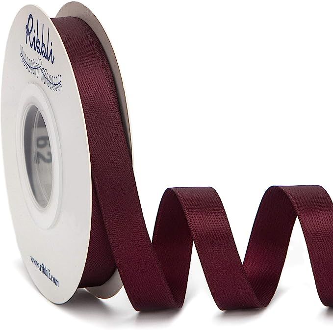 Ribbli Double Faced Burgundy Satin Ribbon,1/2” x Continuous 25 Yards,Use for Bows Bouquet,Gift ... | Amazon (US)