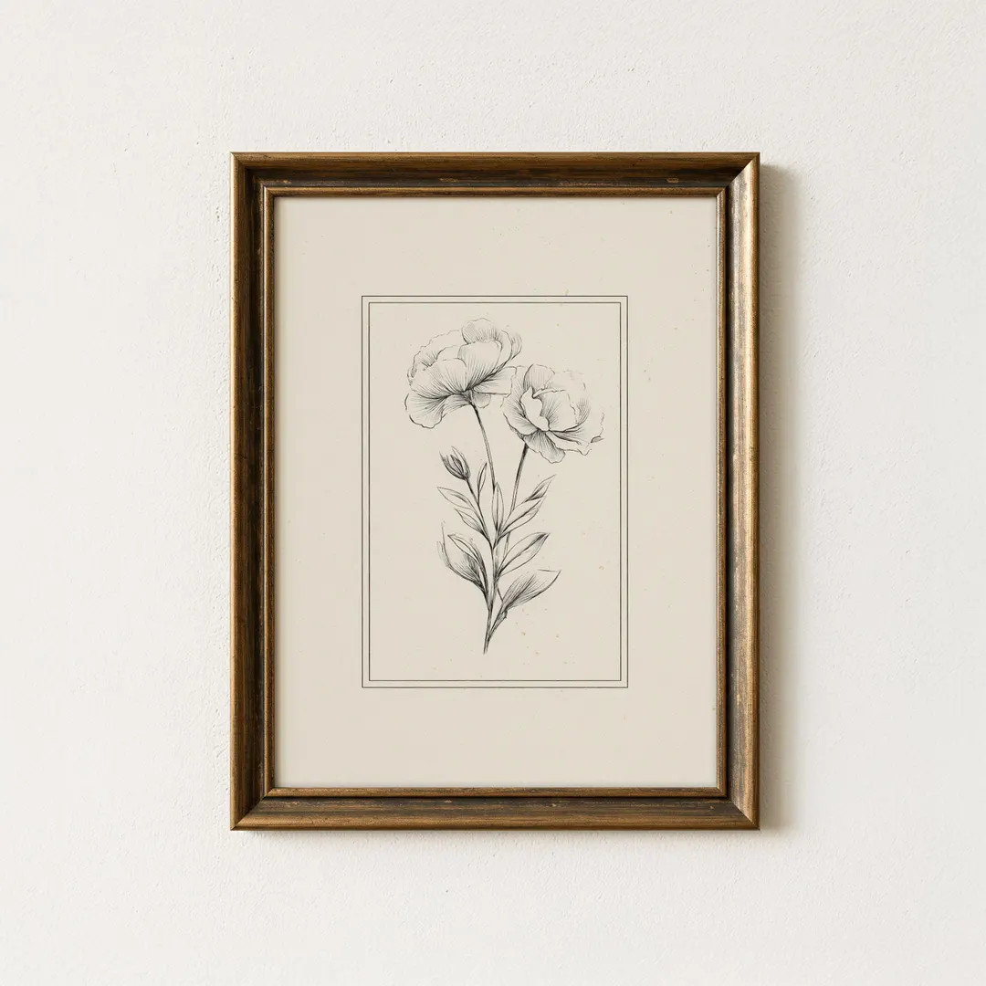 Vintage Floral Sketch Art Print: Botanical Illustration (digital Download) - Etsy | Etsy (US)