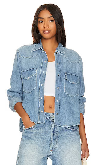 Citizens of Humanity Cropped Western Shirt in Denim-Light. Size M. Also in XS, S, XL. | Revolve Clothing (Global)
