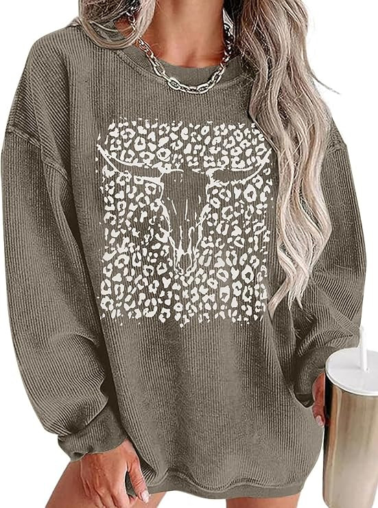 Boho Cow Skull Sweatshirt Women: Cowgirl Sweater Vintage Western Rodeo Graphic Tee Country Concer... | Amazon (US)
