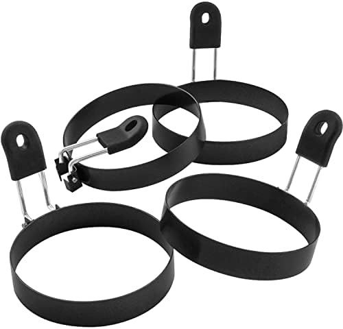 Amazon.com: COTEY Large 3.5" Nonstick Egg Rings Set of 4, Round Crumpet Ring Mold Shaper for Engl... | Amazon (US)
